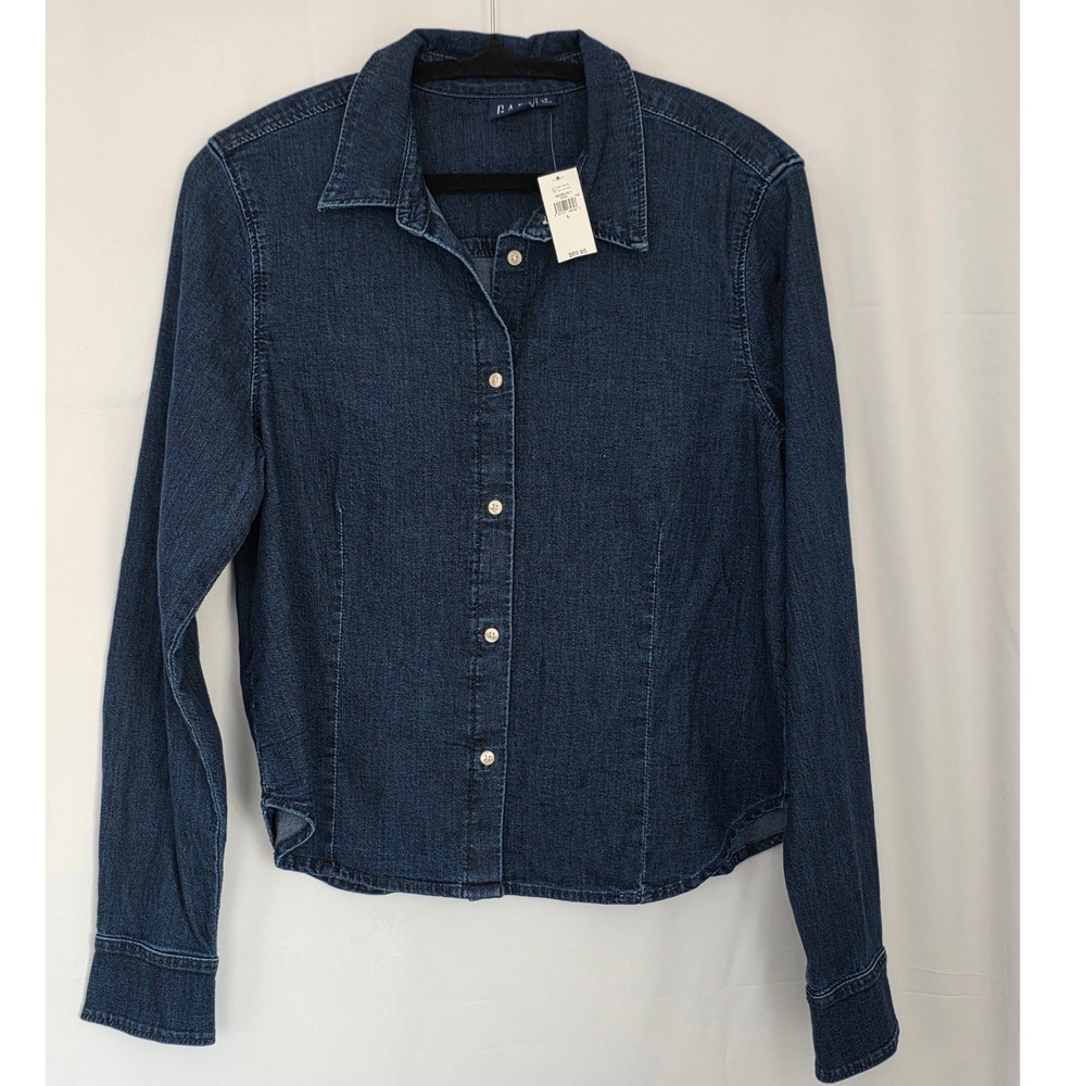 Gap Women's Dark Wash Denim Button Down Shirt Long Sleeve L Western Fall NEW